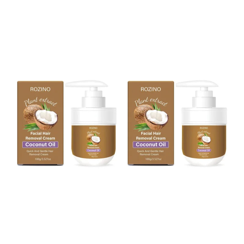 Rozino Coconut Oil Lip Hair Removal Cream, with a Smooth Texture and Easy to Apply, Contains Coconut Oil Ingredients to Gently Care for the Skin Around the Lips. Overall, It Has a Mild Nature, Is Comfortable to Use, and Has a