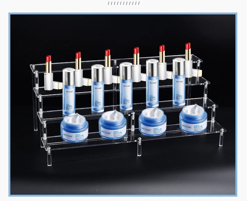 Acrylic Riser Display Shelf,3 Tier Display Stand for Amiibo Funko POP Figures,Cupcake Perfume Organizer Makeup Collection Doll