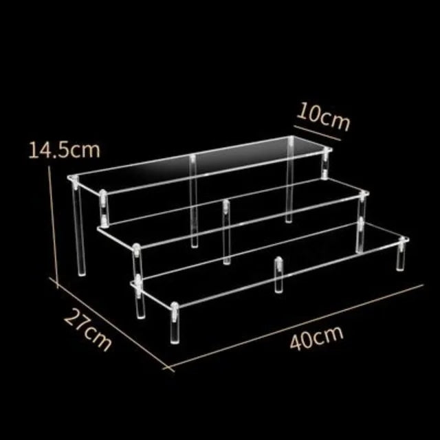 Acrylic Riser Display Shelf,3 Tier Display Stand for Amiibo Funko POP Figures,Cupcake Perfume Organizer Makeup Collection Doll
