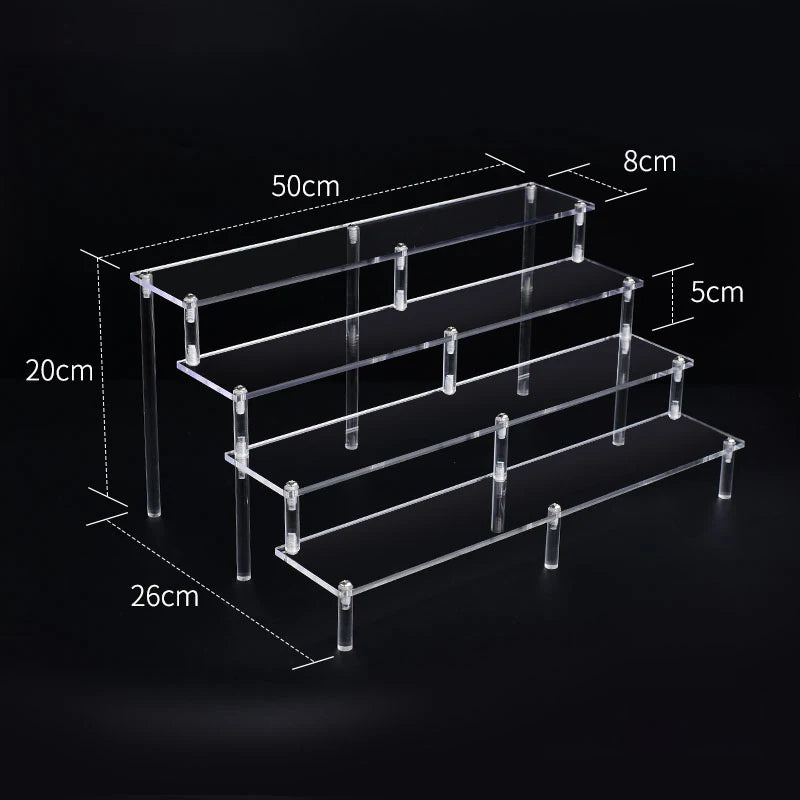 Acrylic Riser Display Shelf,3 Tier Display Stand for Amiibo Funko POP Figures,Cupcake Perfume Organizer Makeup Collection Doll
