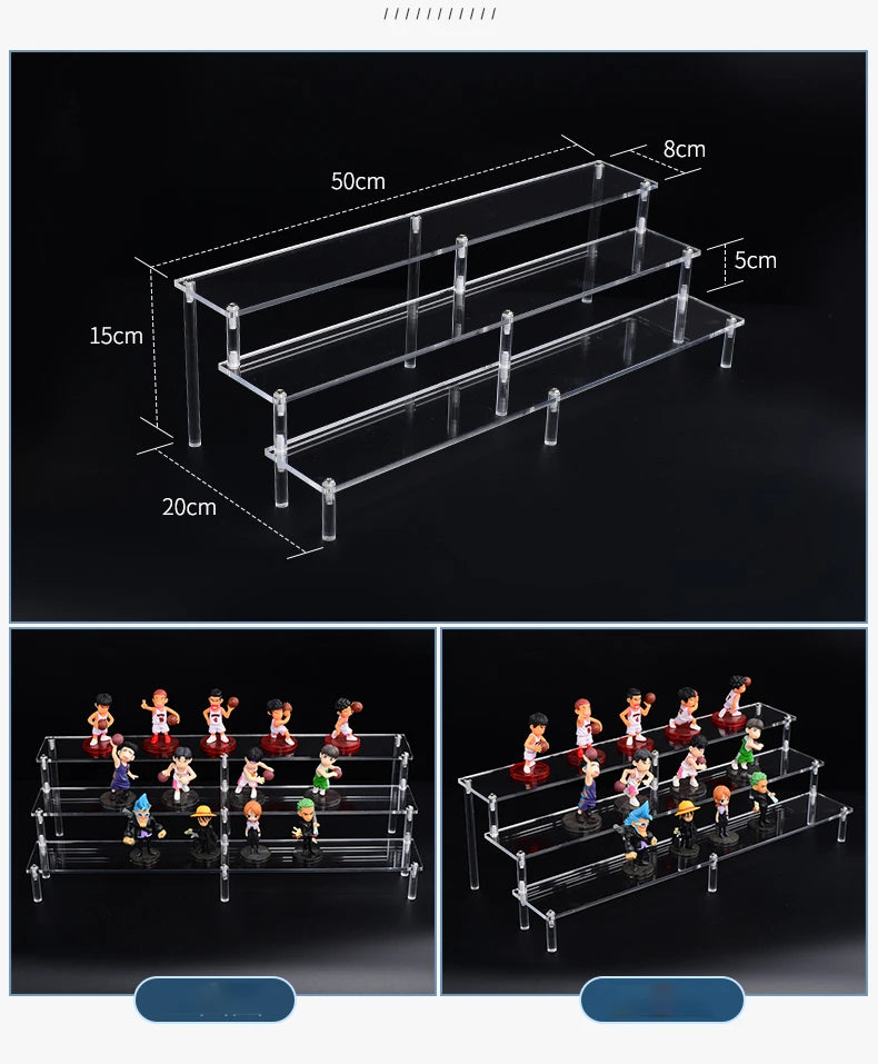Acrylic Riser Display Shelf,3 Tier Display Stand for Amiibo Funko POP Figures,Cupcake Perfume Organizer Makeup Collection Doll