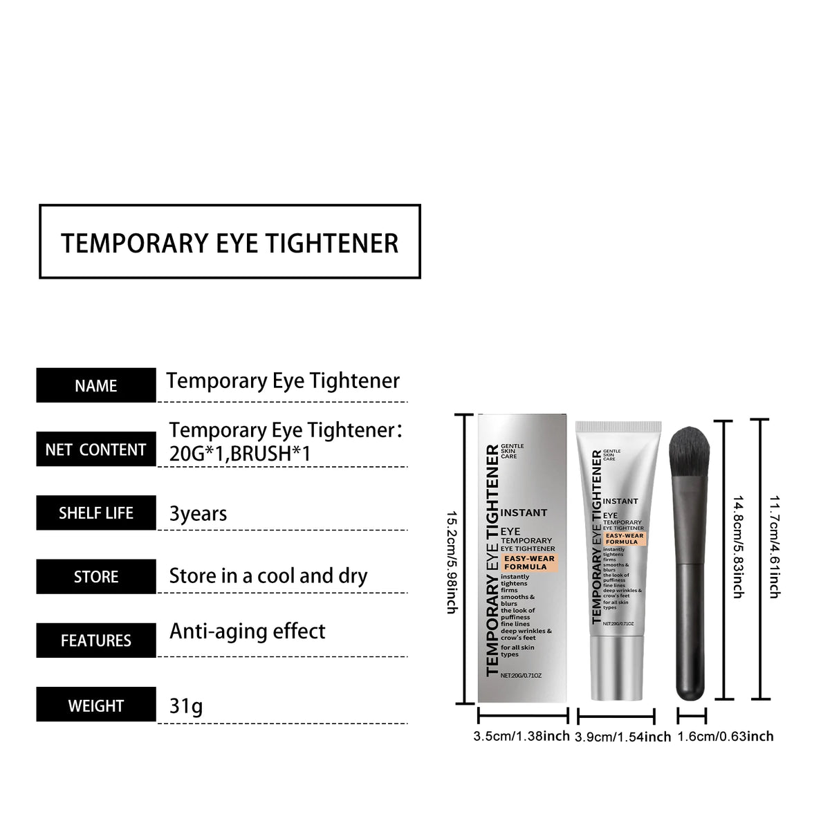 Instant Firming Eye Cream Anti Aging Lighten Dark Circles Reduce Puffiness Moisturize Wrinkle Elimination Easy Absorb Daily Eye Care