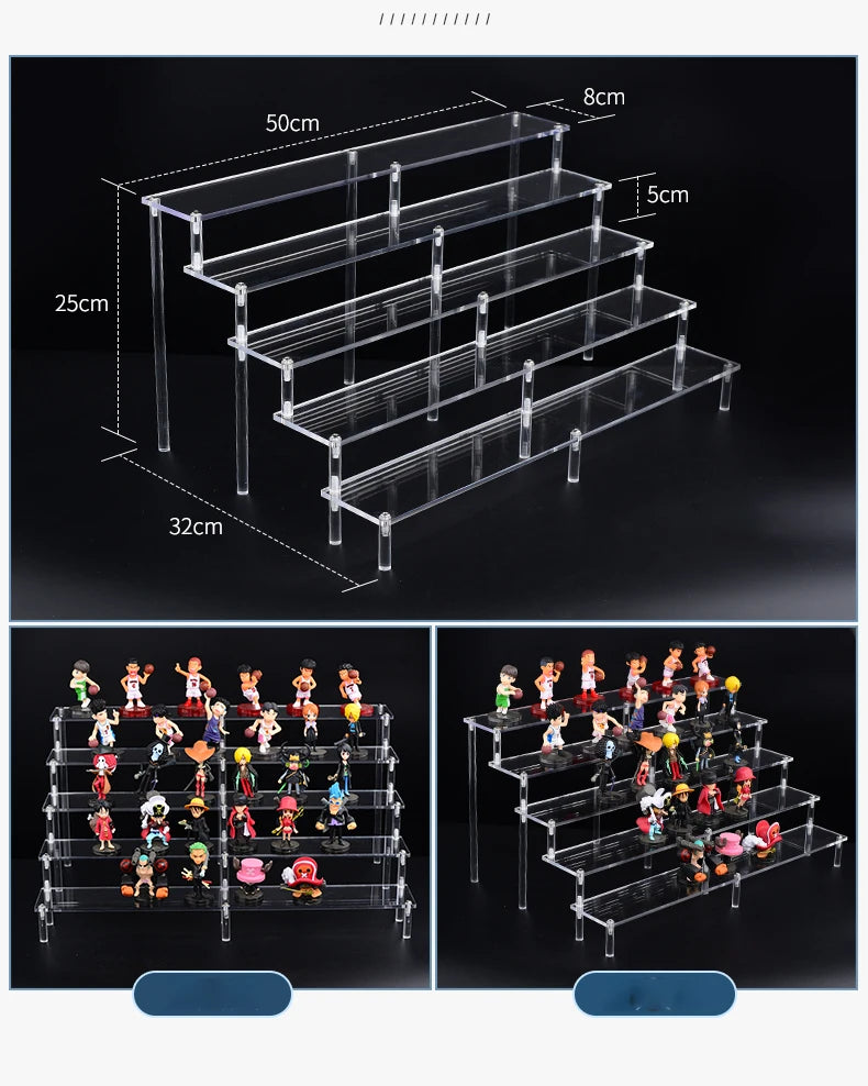 Acrylic Riser Display Shelf,3 Tier Display Stand for Amiibo Funko POP Figures,Cupcake Perfume Organizer Makeup Collection Doll