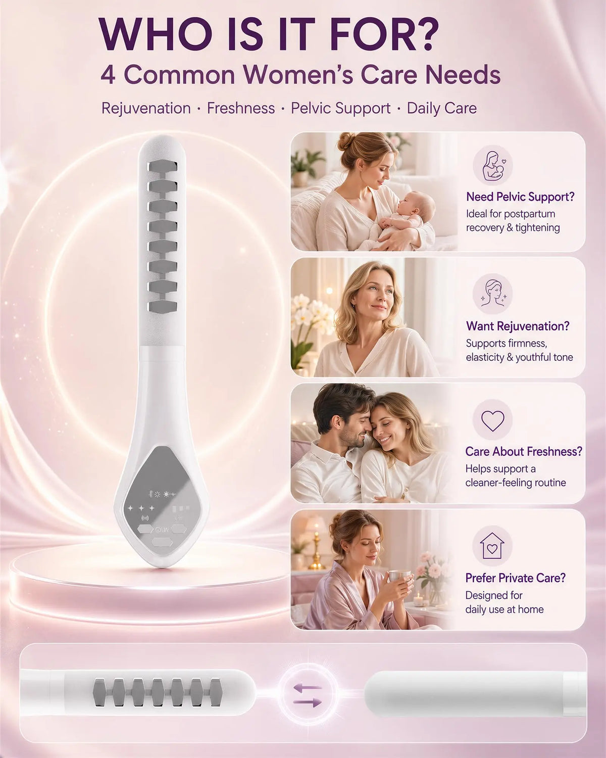 5-in-1 EMS Pelvic Floor Muscle Trainer Red Blue Light Therapy Vaginal Rejuvenation Device Gynecological Vaginitis Heating Massag