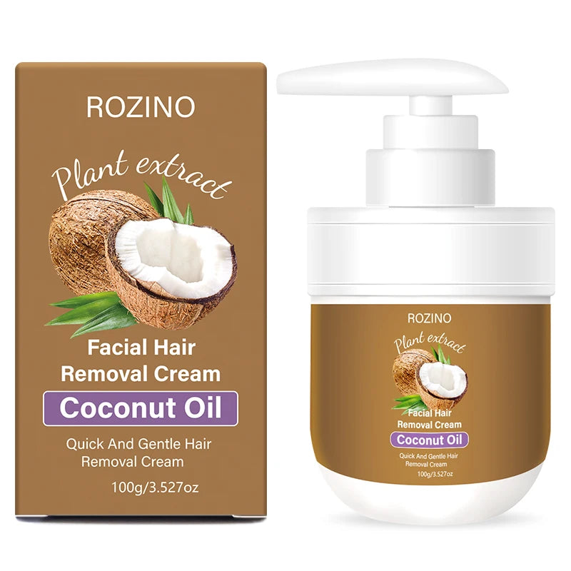 Rozino Coconut Oil Lip Hair Removal Cream, with a Smooth Texture and Easy to Apply, Contains Coconut Oil Ingredients to Gently Care for the Skin Around the Lips. Overall, It Has a Mild Nature, Is Comfortable to Use, and Has a
