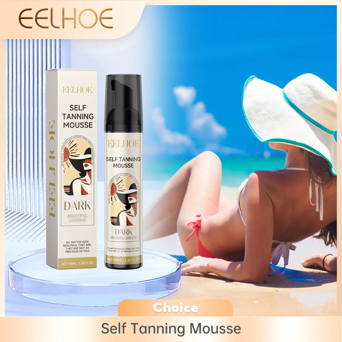 EELHOE Self-Tanning Mousse Care Body Bronzer Lotion Suntan Lotion Sunbed Tanning Accelerator Skin Moisturizing Self Tanner Spray