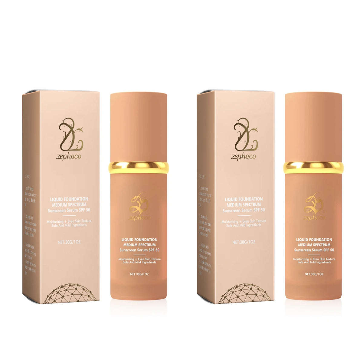 Zephoco Color Changing Liquid Foundation Waterproof Sweatproof SPF50+ High Coverage Flawless Complexion Concealer Long Lasting Base Makeup