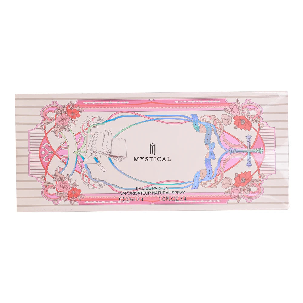 4Pcs/Set Mystical Women Perfume Gift Set Long Lasting Floral Fruity Scent Portable Eau De Parfum Natural Spray Fragrance for Daily Dating Gift