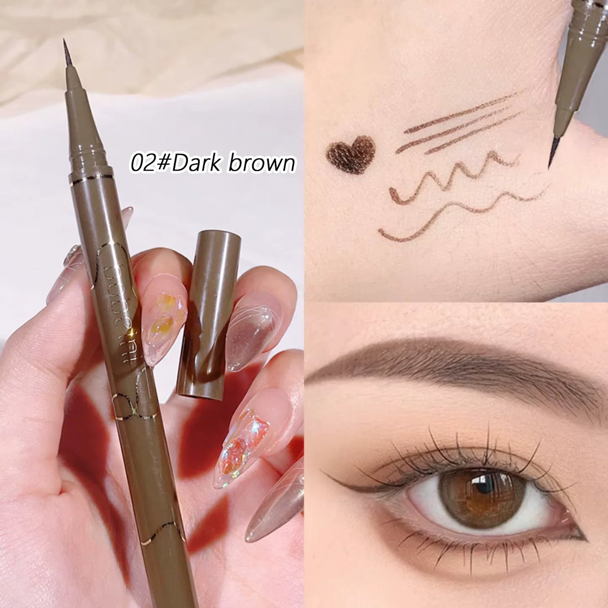 0.05mm slim eyeliner is smooth and durable, slim, quick-drying, long-lasting eyeliner, 4 colors, waterproof, non-smudging