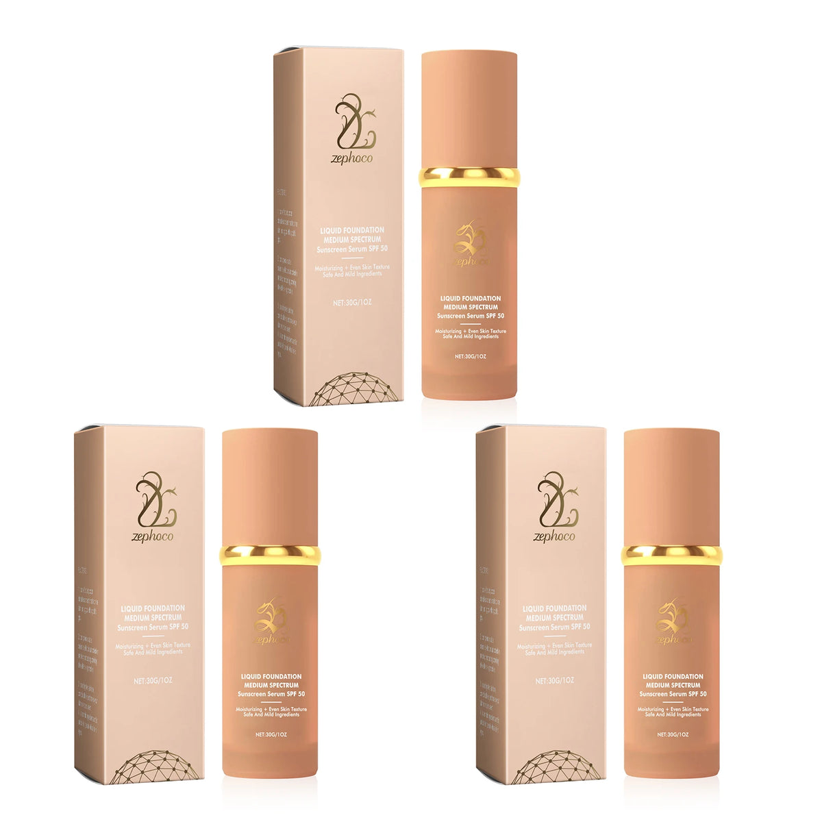 Zephoco Color Changing Liquid Foundation Waterproof Sweatproof SPF50+ High Coverage Flawless Complexion Concealer Long Lasting Base Makeup