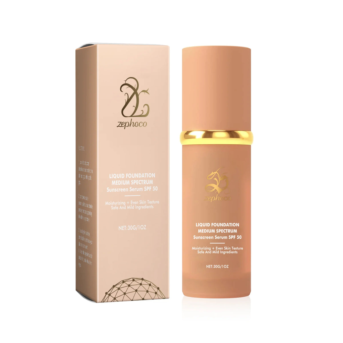 Zephoco Color Changing Liquid Foundation Waterproof Sweatproof SPF50+ High Coverage Flawless Complexion Concealer Long Lasting Base Makeup
