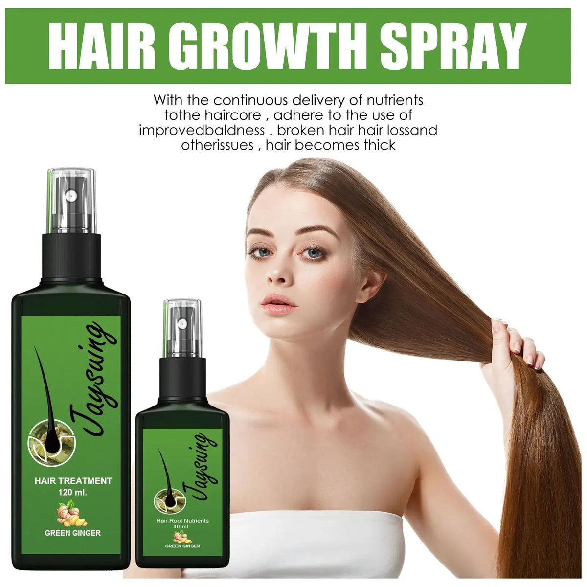 Hair Growth Spray Ginger Massage Scalp Damaged Treatment Solution Nourish Roots Fast Grow Anti Hair Loss Serum Beauty Health