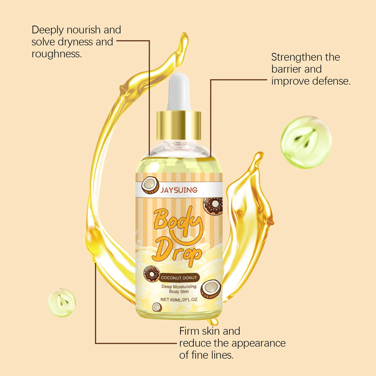 Hyaluronic Acid Nourishing Body Oil Drops Improve Skin Radiance Silky Soft Fast Absorbing Post Shower Moisturizing Body Care Essence