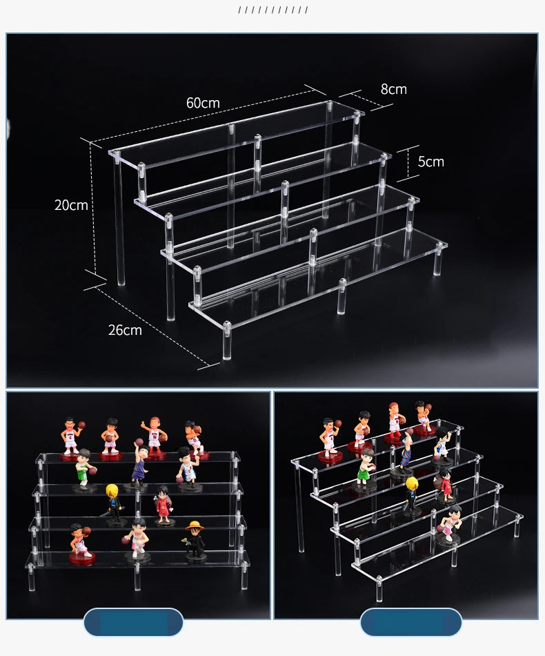 Acrylic Riser Display Shelf,3 Tier Display Stand for Amiibo Funko POP Figures,Cupcake Perfume Organizer Makeup Collection Doll