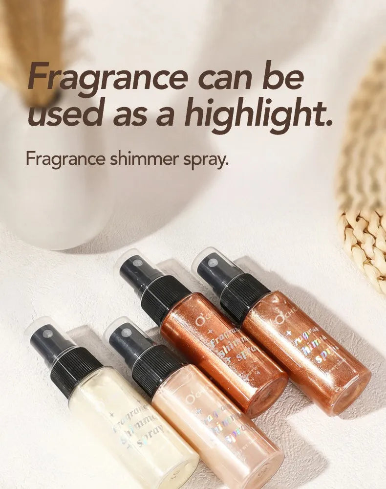 Ocheal 30ml Fragrance Shimmer Glitter Spray Shining Brightly Highlighter Powder Spray Long Lasting Body Hair Hand Neck Clothes