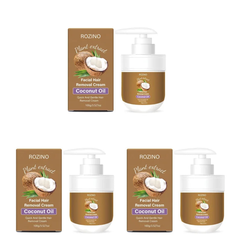 Rozino Coconut Oil Lip Hair Removal Cream, with a Smooth Texture and Easy to Apply, Contains Coconut Oil Ingredients to Gently Care for the Skin Around the Lips. Overall, It Has a Mild Nature, Is Comfortable to Use, and Has a