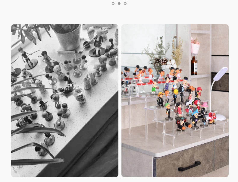 Acrylic Riser Display Shelf,3 Tier Display Stand for Amiibo Funko POP Figures,Cupcake Perfume Organizer Makeup Collection Doll
