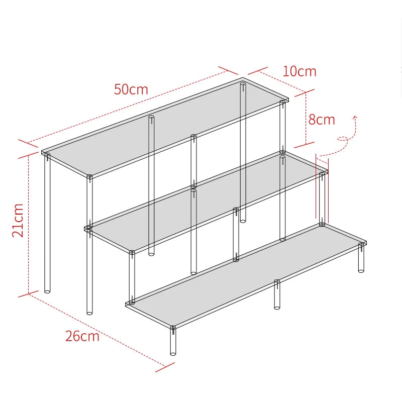 Acrylic Riser Display Shelf,3 Tier Display Stand for Amiibo Funko POP Figures,Cupcake Perfume Organizer Makeup Collection Doll
