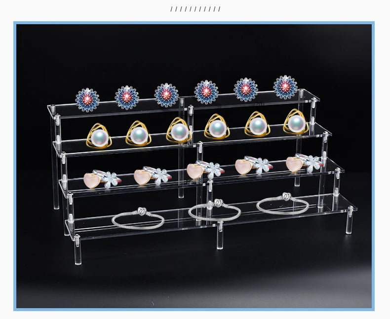 Acrylic Riser Display Shelf,3 Tier Display Stand for Amiibo Funko POP Figures,Cupcake Perfume Organizer Makeup Collection Doll