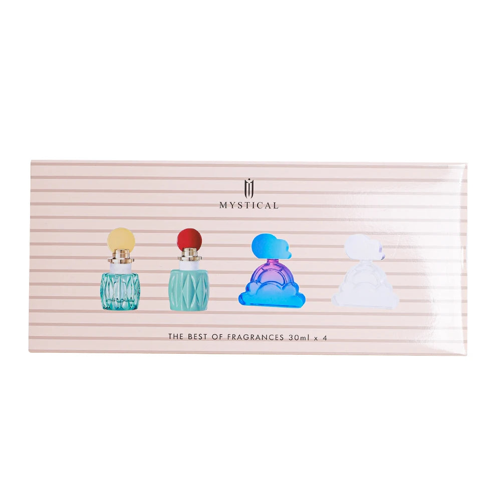 4Pcs/Set Mystical Women Perfume Gift Set Long Lasting Floral Fruity Scent Portable Eau De Parfum Natural Spray Fragrance for Daily Dating Gift