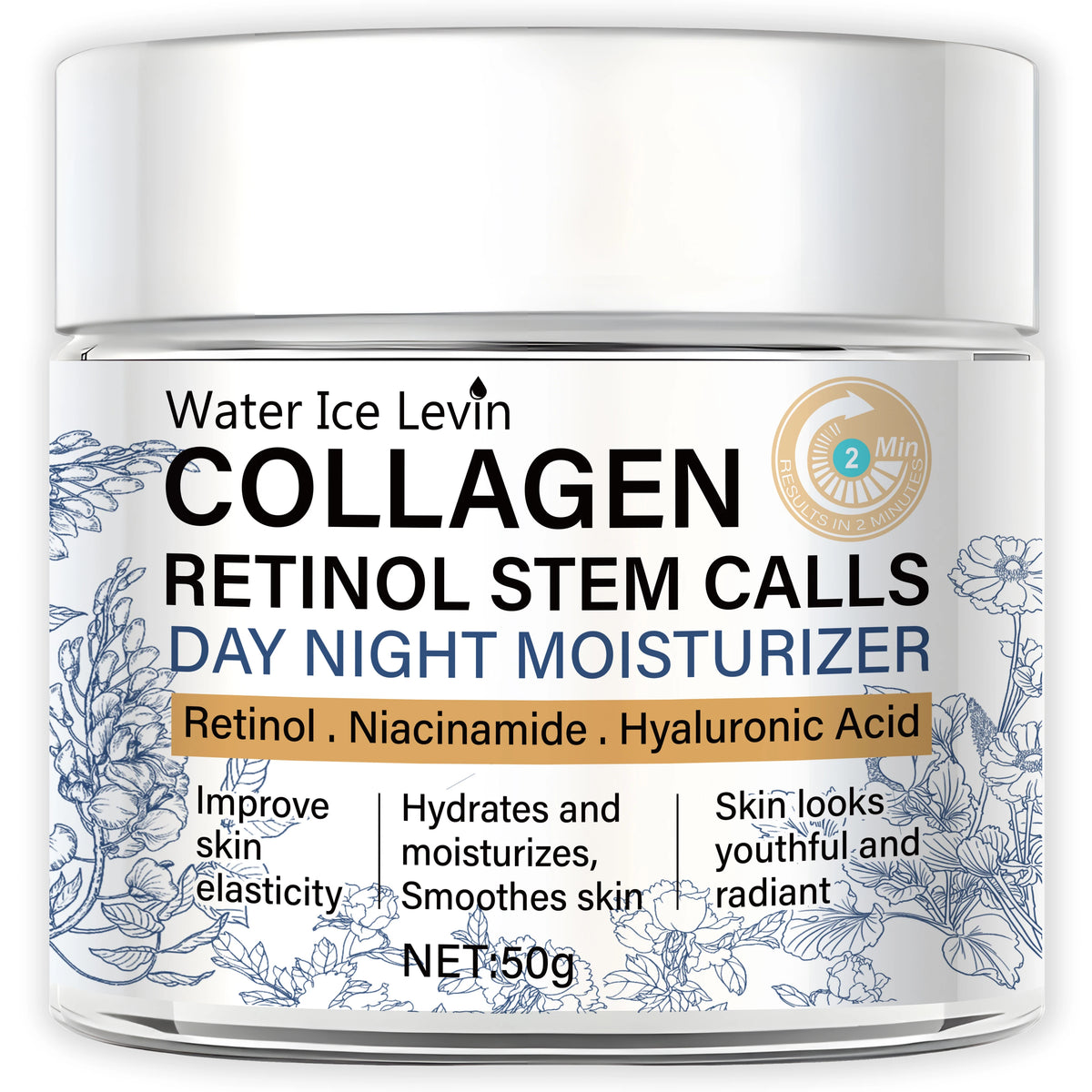 50g Collagen Retinol Stem Cell Day and Night Moisturizing Cream Retinol Niacinamide Hyaluronic Acid Improves Skin Elasticity Moisturizing and Nourishing