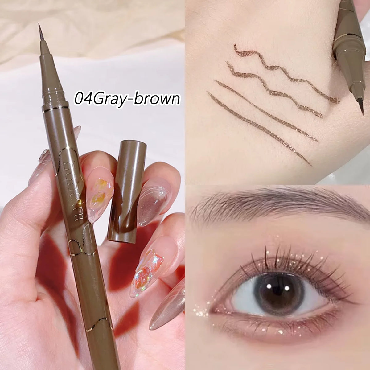 0.05mm slim eyeliner is smooth and durable, slim, quick-drying, long-lasting eyeliner, 4 colors, waterproof, non-smudging