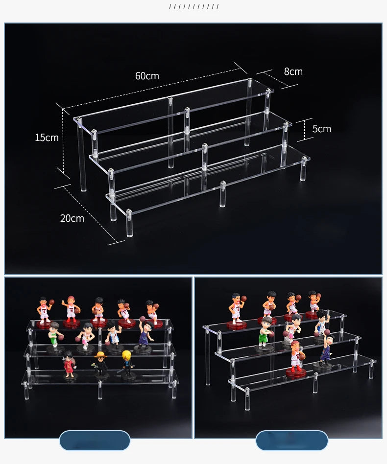 Acrylic Riser Display Shelf,3 Tier Display Stand for Amiibo Funko POP Figures,Cupcake Perfume Organizer Makeup Collection Doll