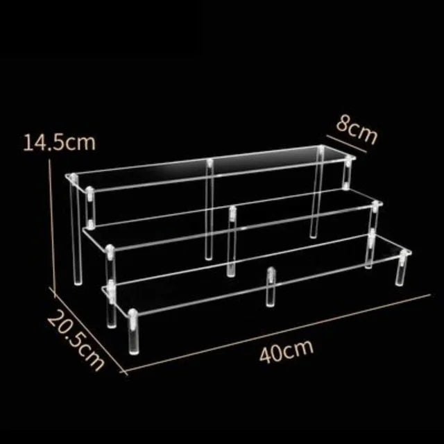Acrylic Riser Display Shelf,3 Tier Display Stand for Amiibo Funko POP Figures,Cupcake Perfume Organizer Makeup Collection Doll