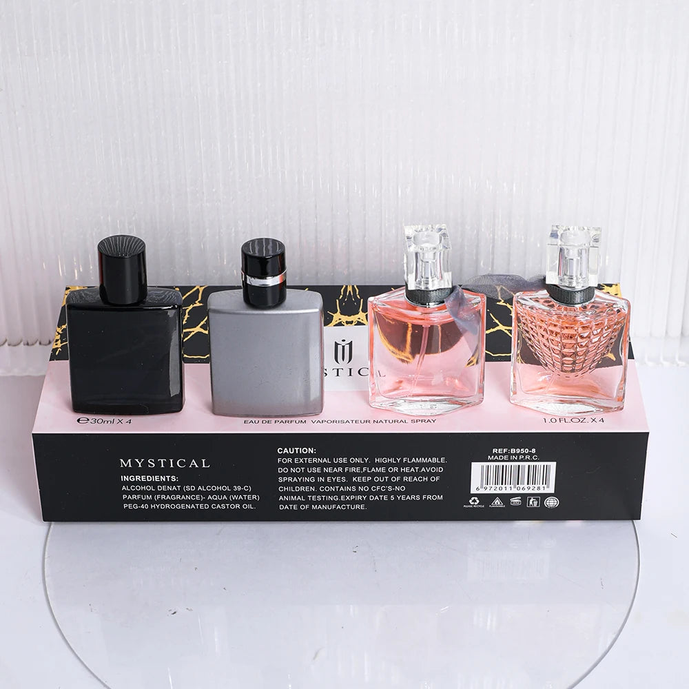 4Pcs 30ml Women Perfume Gift Set Eau De Parfum Long Lasting Fragrance Natural Spray Female Perfumes Holiday Birthday Gift Box