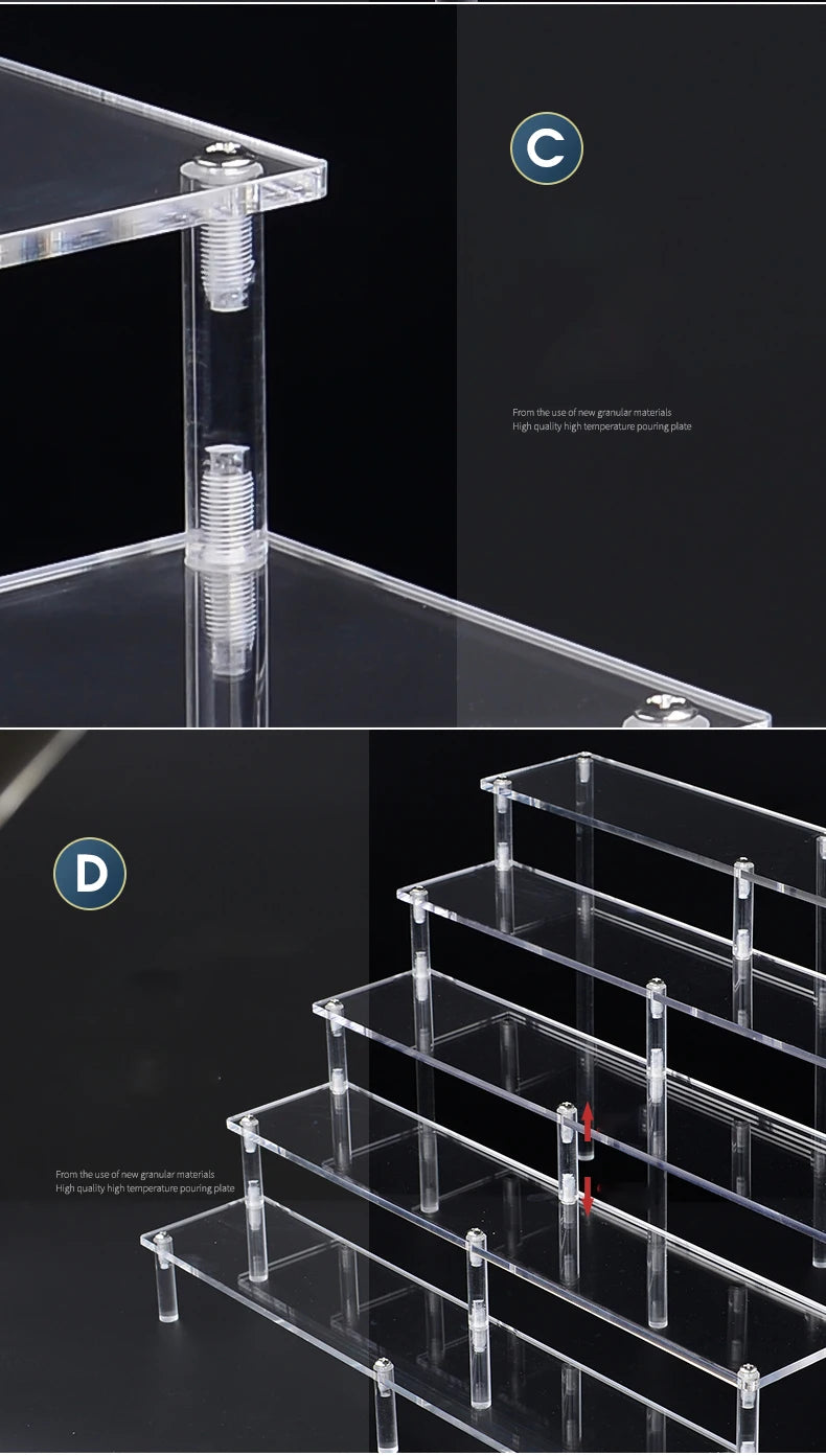 Acrylic Riser Display Shelf,3 Tier Display Stand for Amiibo Funko POP Figures,Cupcake Perfume Organizer Makeup Collection Doll