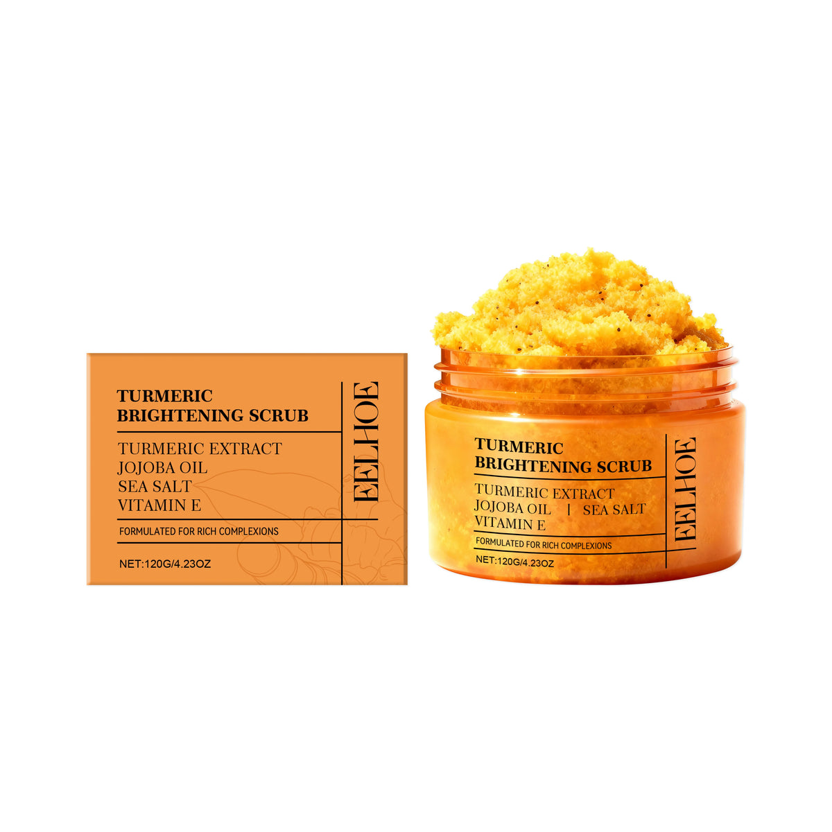 Vitamin E Turmeric Brightening Scrub Gentle Exfoliating Soft Moisturizing Smooth Glowing Restore Skin Hydration Body Treatment Skincare