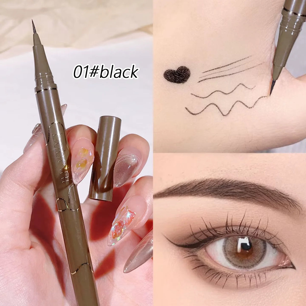 0.05mm slim eyeliner is smooth and durable, slim, quick-drying, long-lasting eyeliner, 4 colors, waterproof, non-smudging
