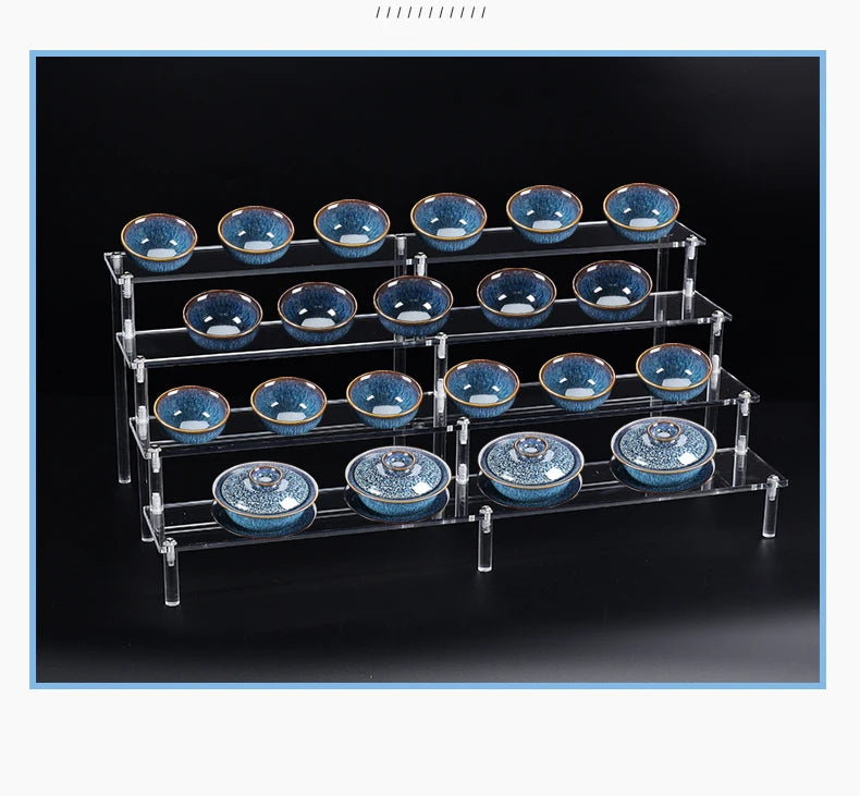 Acrylic Riser Display Shelf,3 Tier Display Stand for Amiibo Funko POP Figures,Cupcake Perfume Organizer Makeup Collection Doll