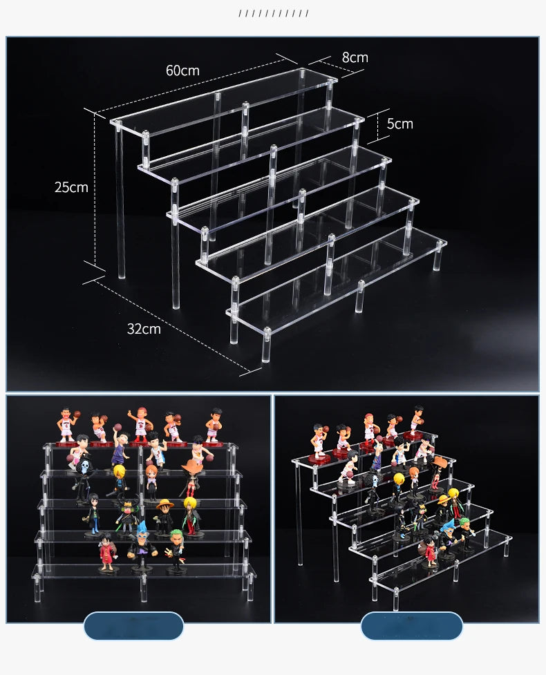 Acrylic Riser Display Shelf,3 Tier Display Stand for Amiibo Funko POP Figures,Cupcake Perfume Organizer Makeup Collection Doll