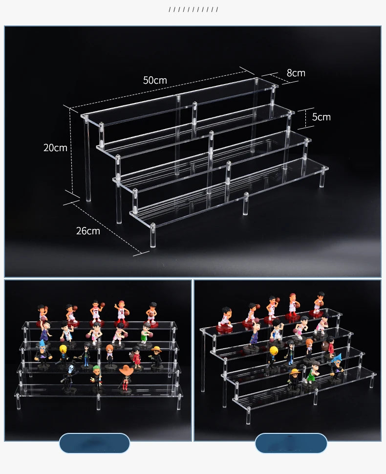 Acrylic Riser Display Shelf,3 Tier Display Stand for Amiibo Funko POP Figures,Cupcake Perfume Organizer Makeup Collection Doll