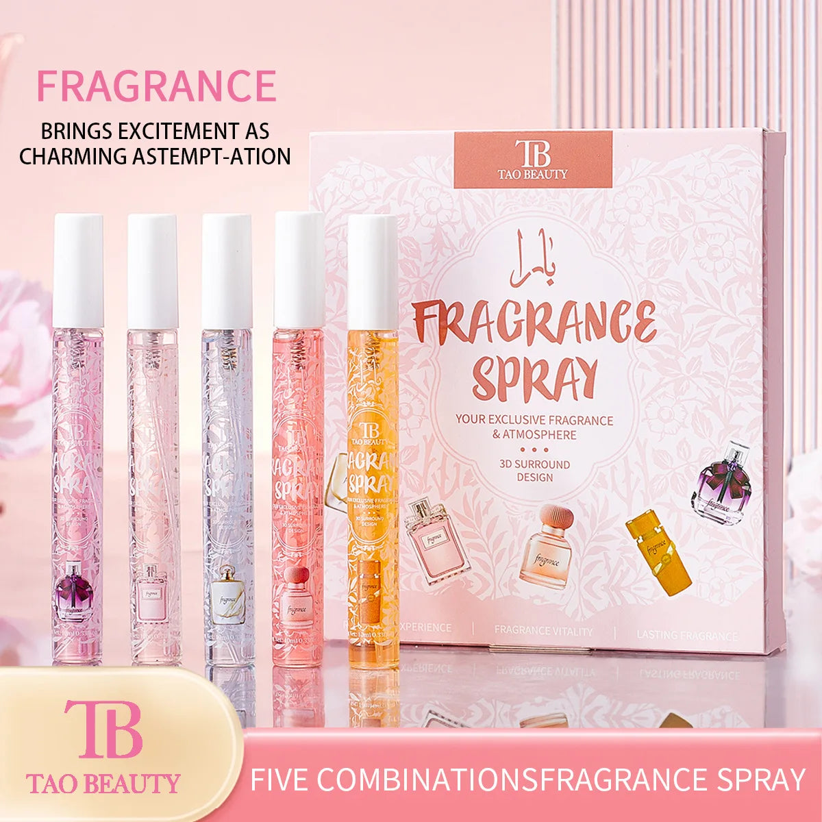 Four-Piece Perfume Set with Fresh and Lasting Fragrance Perfect as a Gift and a Gentle Non-irritating Alcohol-Free Body Spray