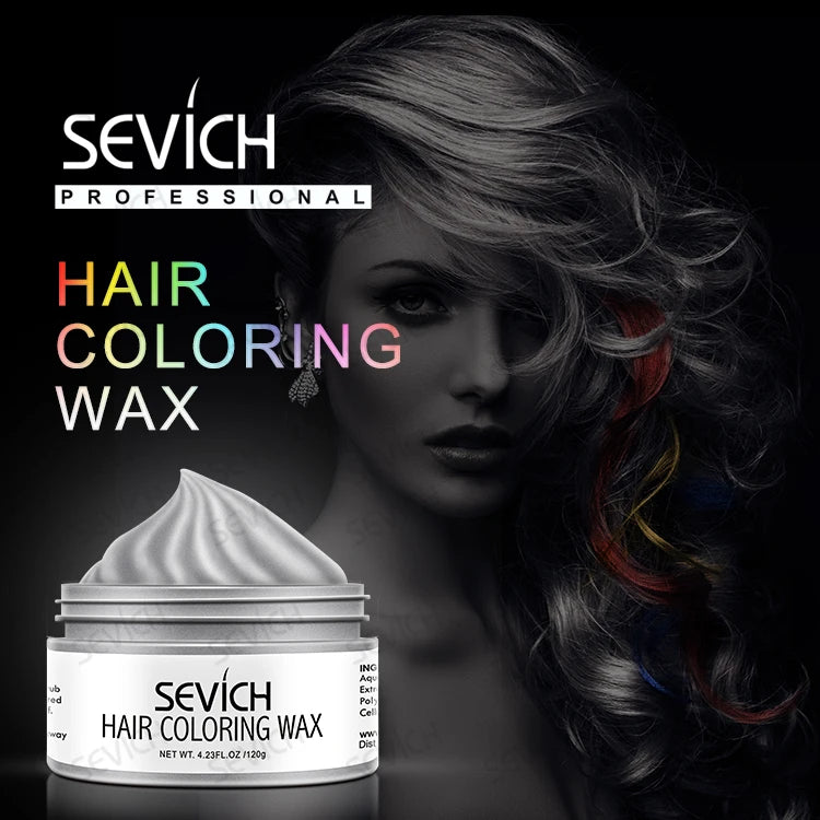 Sevich Temporary Hair Color Wax Men DIY Mud One-time Molding Paste Dye Cream Hair Gel for Hair Coloring Styling Silver Grey 120g
