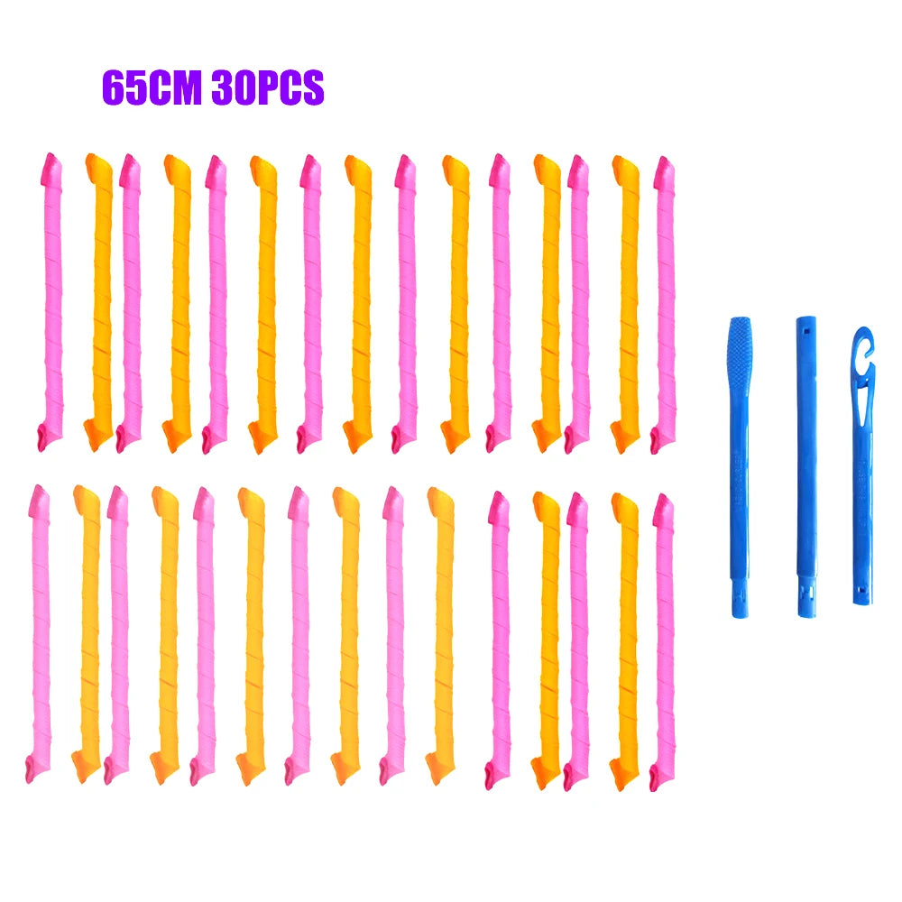 Hair Rollers (30/45/55/65cm) Snail Shape Not Waveform Spiral Round Curls Hair Curler Soft Hair Curler Magic Hair Rollers DIY