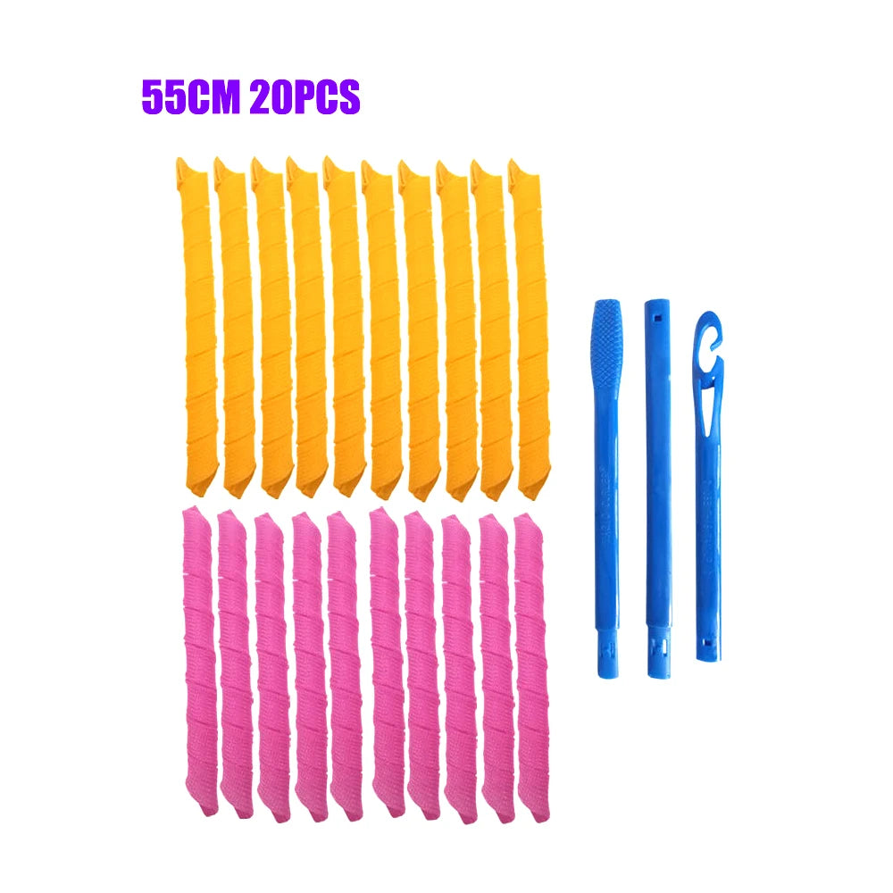 Hair Rollers (30/45/55/65cm) Snail Shape Not Waveform Spiral Round Curls Hair Curler Soft Hair Curler Magic Hair Rollers DIY