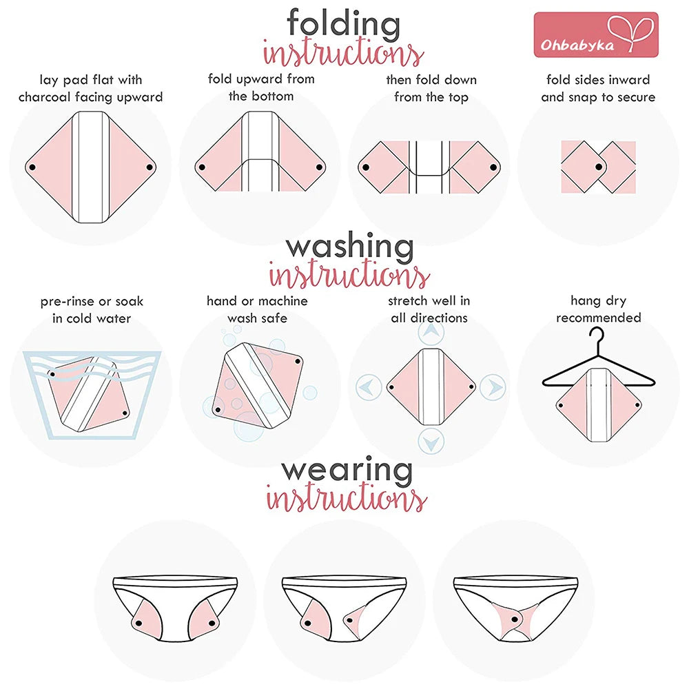 5pcs Set 4pcs Bamboo Reusable Sanitary Pads Washable Absorbent Cloth Menstrual Pads+1pc Bonus Free Mini Wet Bag