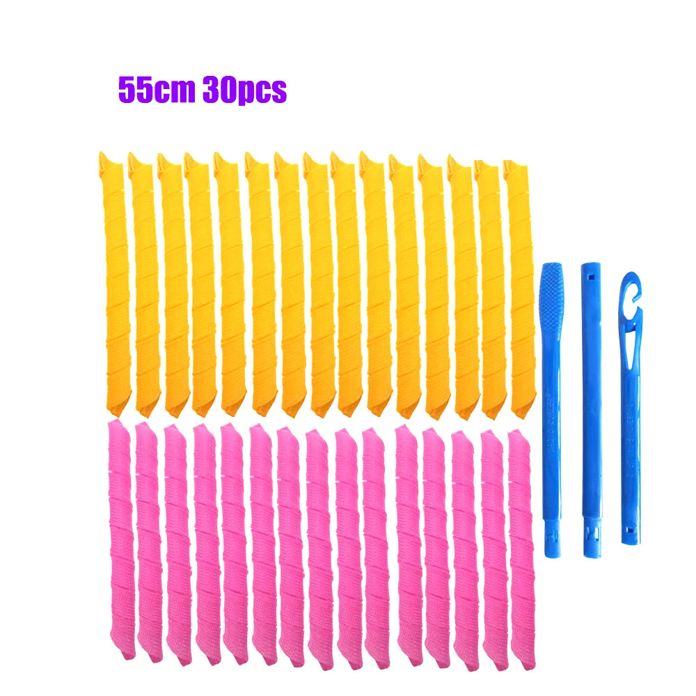 Hair Rollers (30/45/55/65cm) Snail Shape Not Waveform Spiral Round Curls Hair Curler Soft Hair Curler Magic Hair Rollers DIY