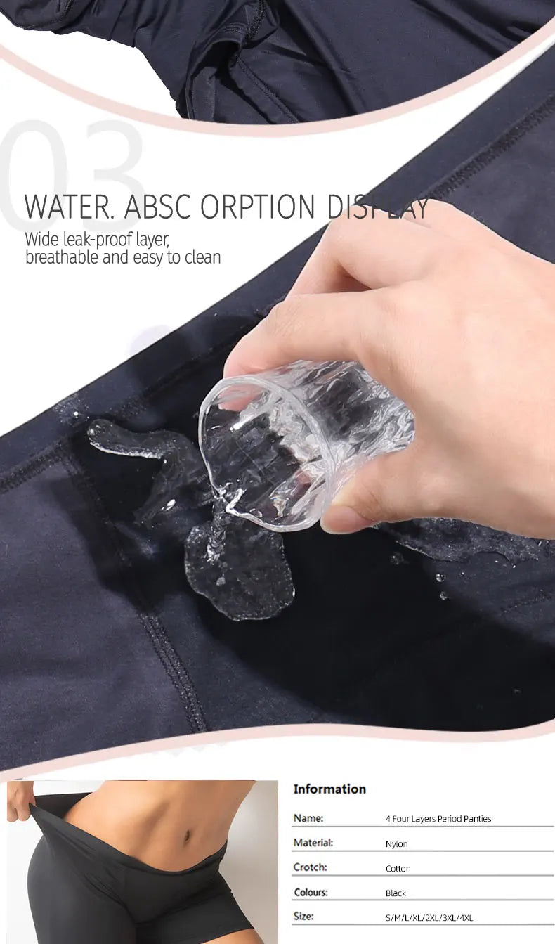 Heavy Flow Menstrual Panties 4-Layer Leak Proof Cotton Boyshorts Period Underwear Absorbent Overnight Incontinence Boxer Briefs