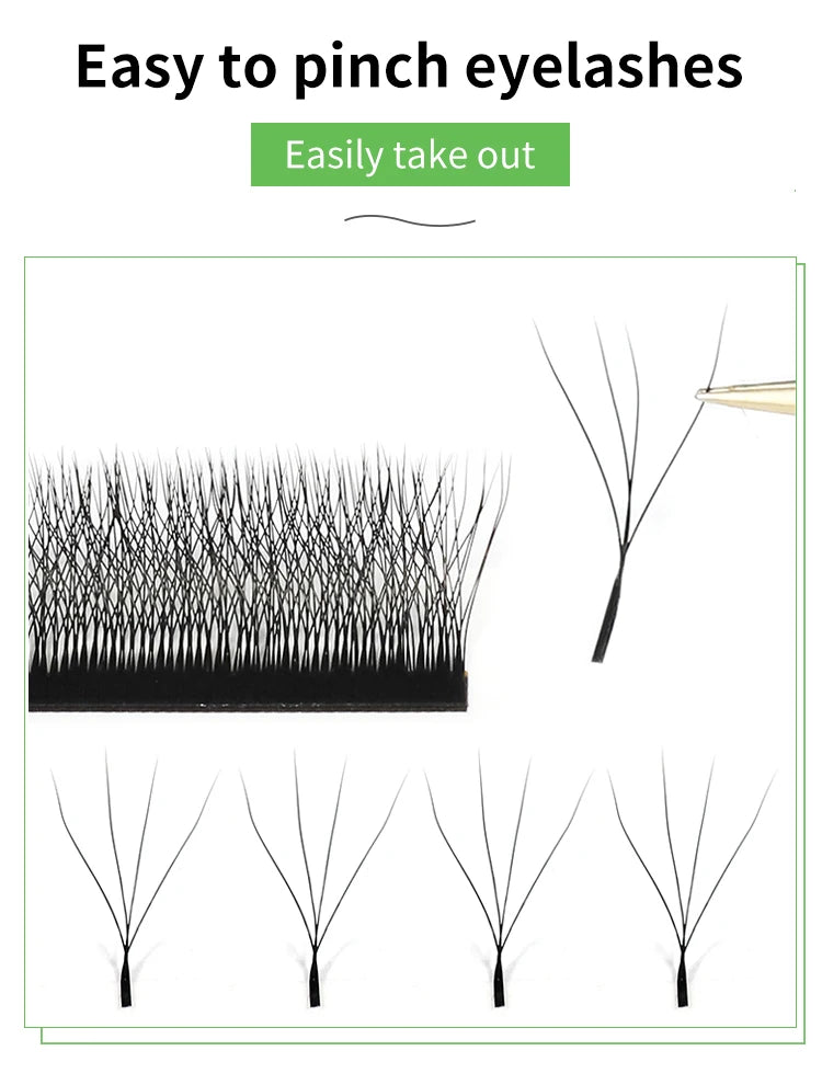 MARIA 4D W Shaped Beam Eyelash Extensions Patch Russian Private Label Wholesale Clusters Easy Fan Volume Lashes Makeup