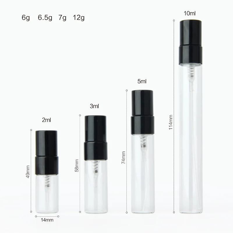100PCS/Lot 2ml/3ml/5ml/10ml Refillable Perfume Bottle Empty Spray Bottle Atomizer Perfume Bottles