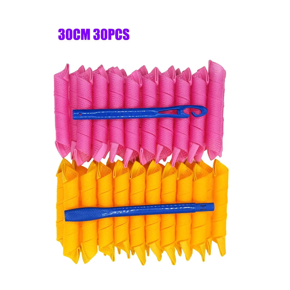 Hair Rollers (30/45/55/65cm) Snail Shape Not Waveform Spiral Round Curls Hair Curler Soft Hair Curler Magic Hair Rollers DIY