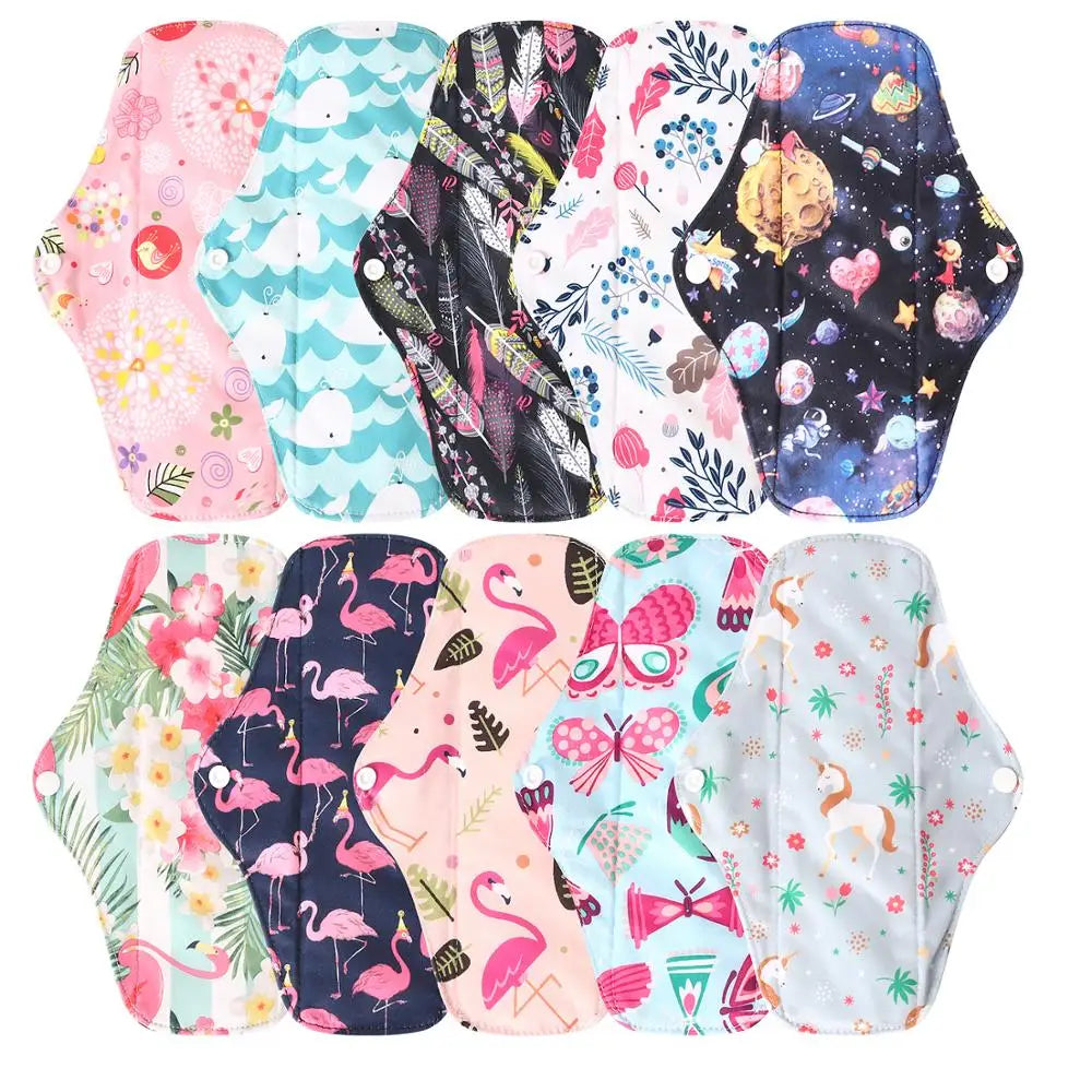 8pcs/Set 7pcs Cloth Menstrual Pad Mama Sanitary Reusable Soft Washable Charcoal Period Napkins +1pc Bonus Free Mini Wet Bag