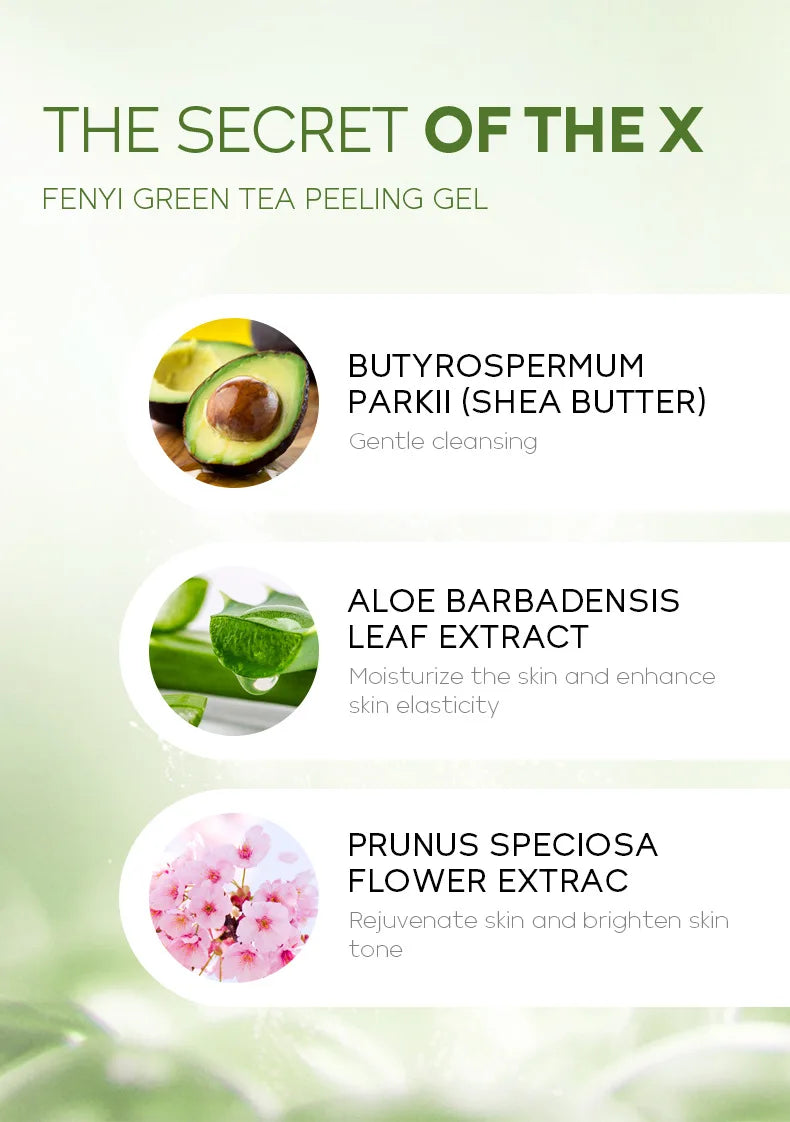 Facial Exfoliating Peeling Gel Face Scrub Moisturizing Whitening Green Tea Remove Blackhead Acne Detoxifies & Cleanses All Skin