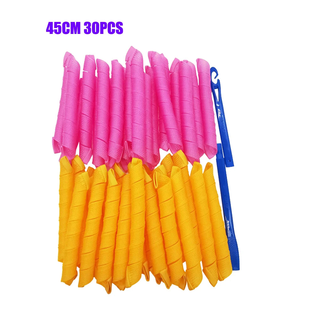 Hair Rollers (30/45/55/65cm) Snail Shape Not Waveform Spiral Round Curls Hair Curler Soft Hair Curler Magic Hair Rollers DIY