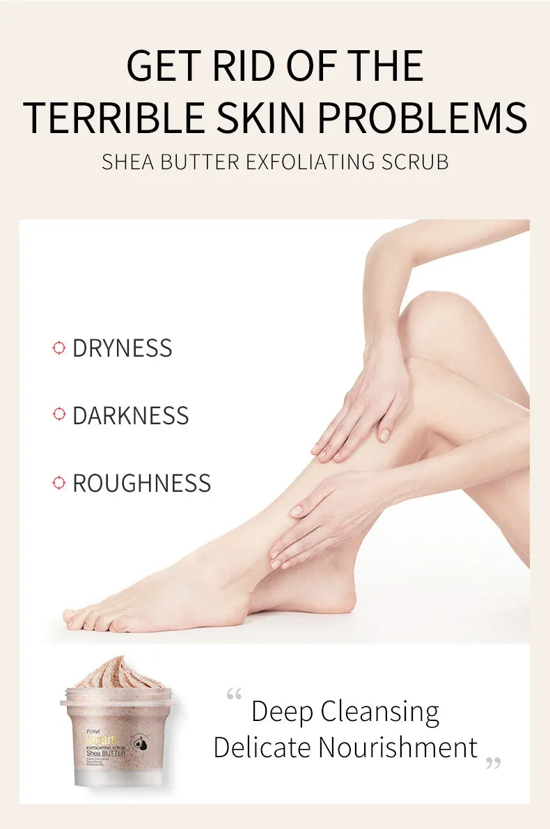 Shea Butter Exfoliating Scrub Cream Face Body Deep Pores Avocado Smooth Treatment Cleansing Wash Peach Acne Face Whitening