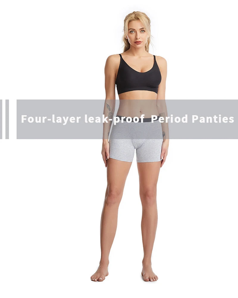 Heavy Flow Menstrual Panties 4-Layer Leak Proof Cotton Boyshorts Period Underwear Absorbent Overnight Incontinence Boxer Briefs